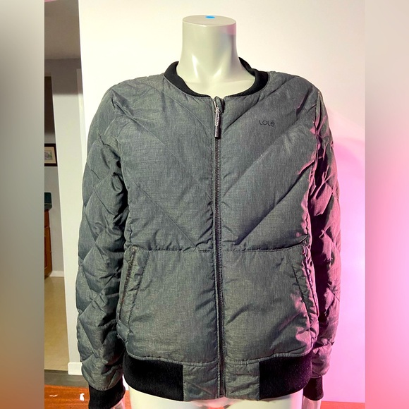 Lole Jackets & Blazers - Lolë Bomber quilted Down filled Puffy Jacket - W’s Large - Heather Grey/ black